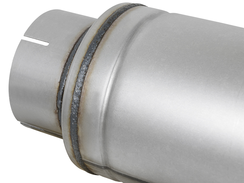 aFe Power ATLAS Aluminized Steel Muffler 5in Center/Center 24in L x 7in Diameter - Round Body - Image 5