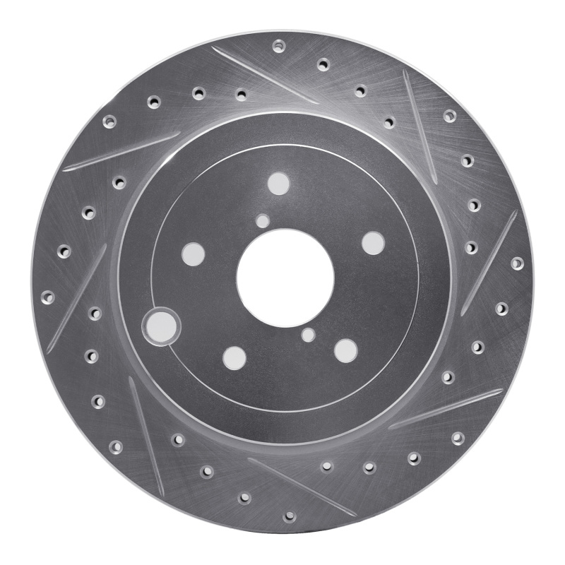 R1 Concepts for 08-20 Subaru WRX STI Rear Right Drilled & Slotted Silver Brake Rotor
