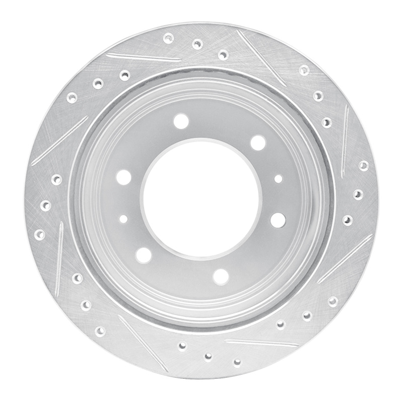 R1 Concepts for 88-95 Nissan Pathfinder Rear Left Drilled & Slotted Silver Brake Rotor - Image 5