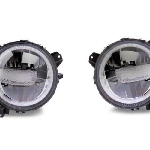 Raxiom for 2018-2023 Jeep Wrangler JL Axial Series 9-In LED Headlights- Black Housing (Clear Lens) - Image 9