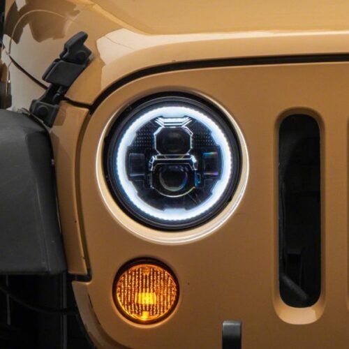 Raxiom for 2007-2018 Jeep Wrangler JK Axial 7-In LED Headlights w/ DRL Turn Signals- Black Housing (Clear) - Image 7