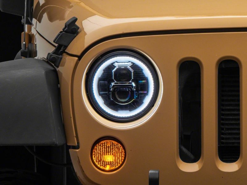 Raxiom for 2007-2018 Jeep Wrangler JK Axial 7-In LED Headlights w/ DRL Turn Signals- Black Housing (Clear) - Image 7