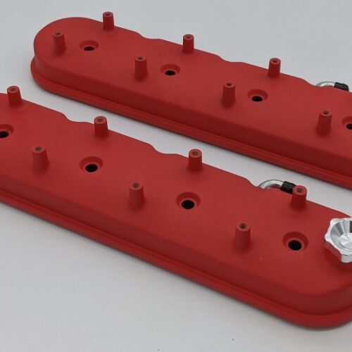 Granatelli 96-22 GM LS Tall Valve Cover w/Integral Angled Coil Mounts - Red Wrinkle (Pair)