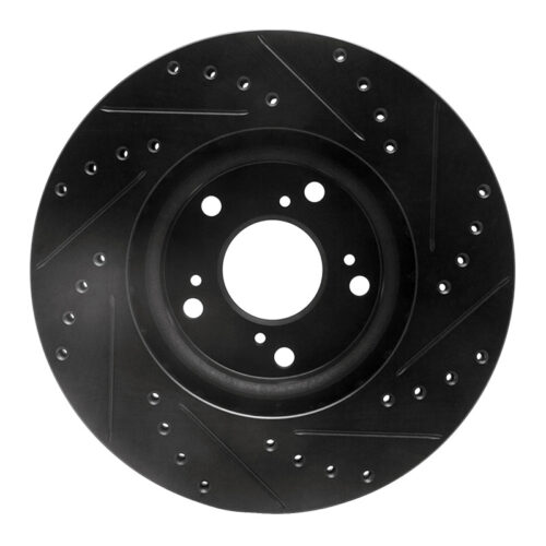 R1 Concepts for 02-15 Acura CSX Front Left Drilled & Slotted Black Brake Rotor - Image 5