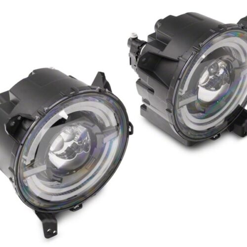 Alternative view of Raxiom for 2018-2023 Jeep Wrangler JL Axial Series 9-In LED Angel Eye Headlights- Black Housing (Clear Lens)