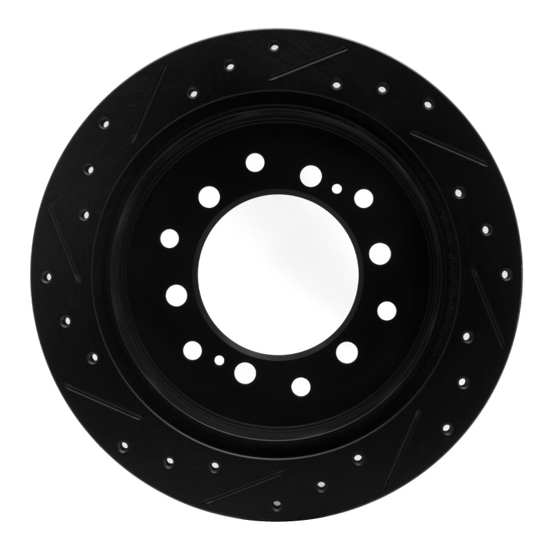 R1 Concepts for 10-24 Lexus GX460 Rear Right Drilled & Slotted Black Brake Rotor - Image 5