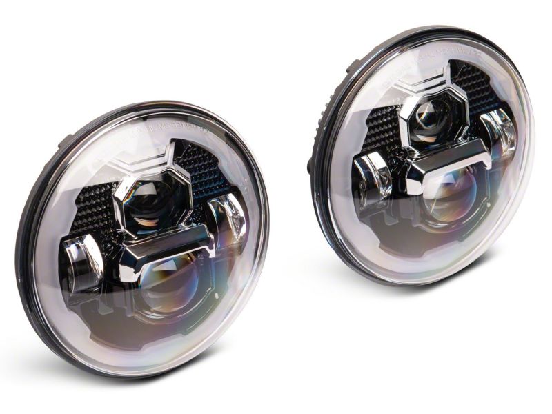Raxiom for 2007-2018 Jeep Wrangler JK Axial 7-In LED Headlights w/ DRL Turn Signals- Black Housing (Clear) - Image 2
