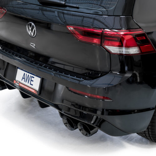AWE Tuning Touring Edition Quad Exhaust - Diamond Black Tips for MK8 Volkswagen Golf R 3in - Image 6