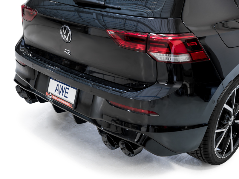 AWE Tuning Track Edition Quad Exhaust - Diamond Black Tips for MK8 Volkswagen Golf R 3in - Image 6