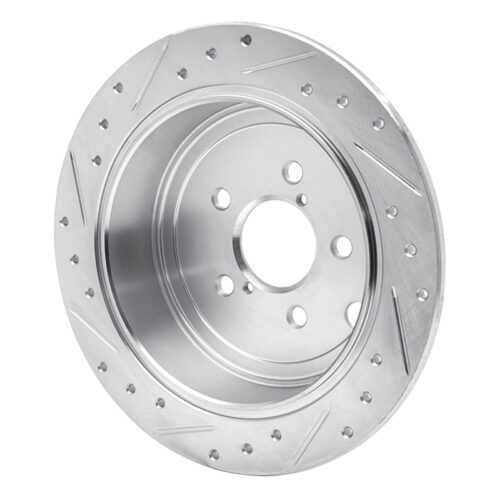 R1 Concepts for 08-15 Subaru WRX Rear Right Drilled & Slotted Silver Brake Rotor - Image 4