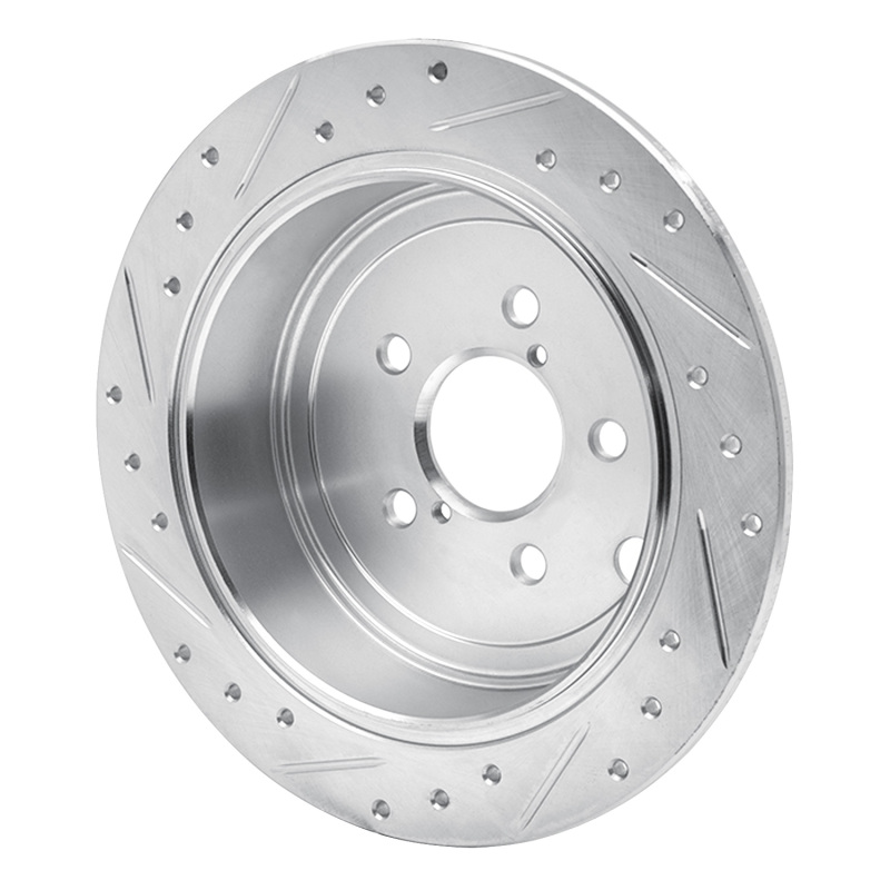 R1 Concepts for 08-15 Subaru WRX Rear Right Drilled & Slotted Silver Brake Rotor - Image 4