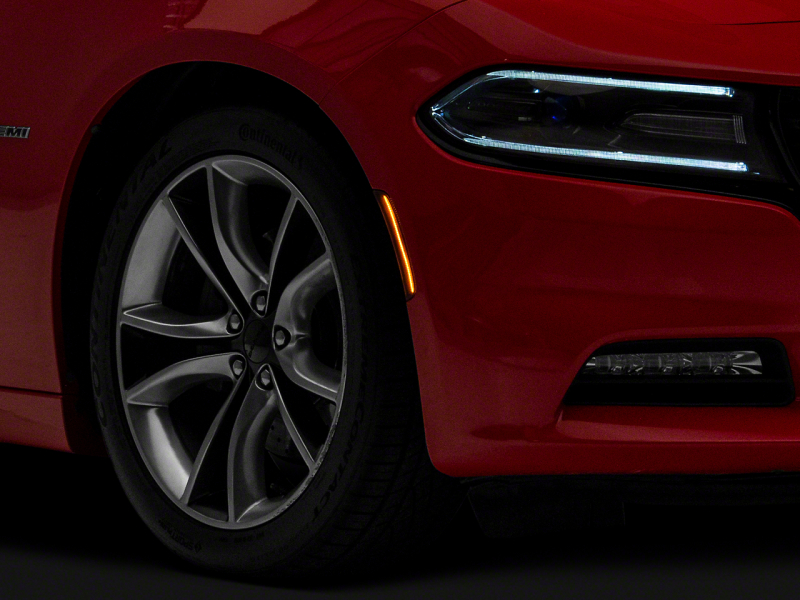 Raxiom for 2015-2023 Dodge Charger Excluding Widebody Axial LED Side Marker Lights Front and Rear- Smoked
