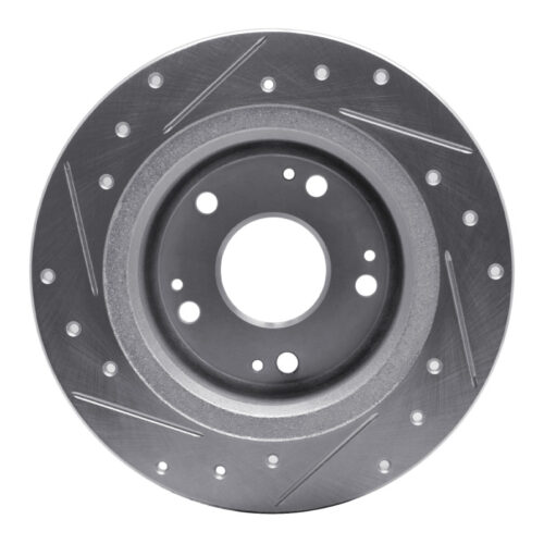 R1 Concepts for 05-17 Honda Accord Rear Right Drilled & Slotted Silver Brake Rotor - Image 5