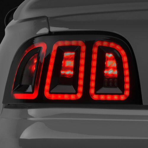 Raxiom for 1996-1998 Ford Mustang Icon LED Tail Lights- Black Housing (Smoked Lens)