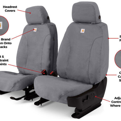 Covercraft 2024+ Ford Ranger SuperCrew Carhartt SeatSaver Custom Front Row Seat Covers - Gravel - Image 4