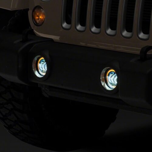 Raxiom for 2007-2018 Jeep Wrangler JK Axial Series 4-In LED Fog Lights w/ Halo - Image 6