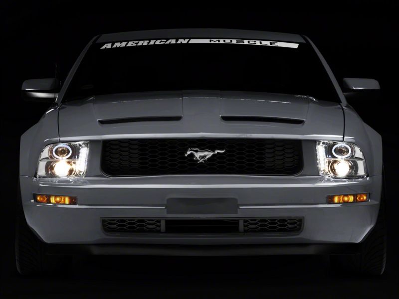 Raxiom for 2005-2009 Ford Mustang Excluding GT500 LED Halo Projector Headlights- Chrome Housing (Clear Lens) - Image 5