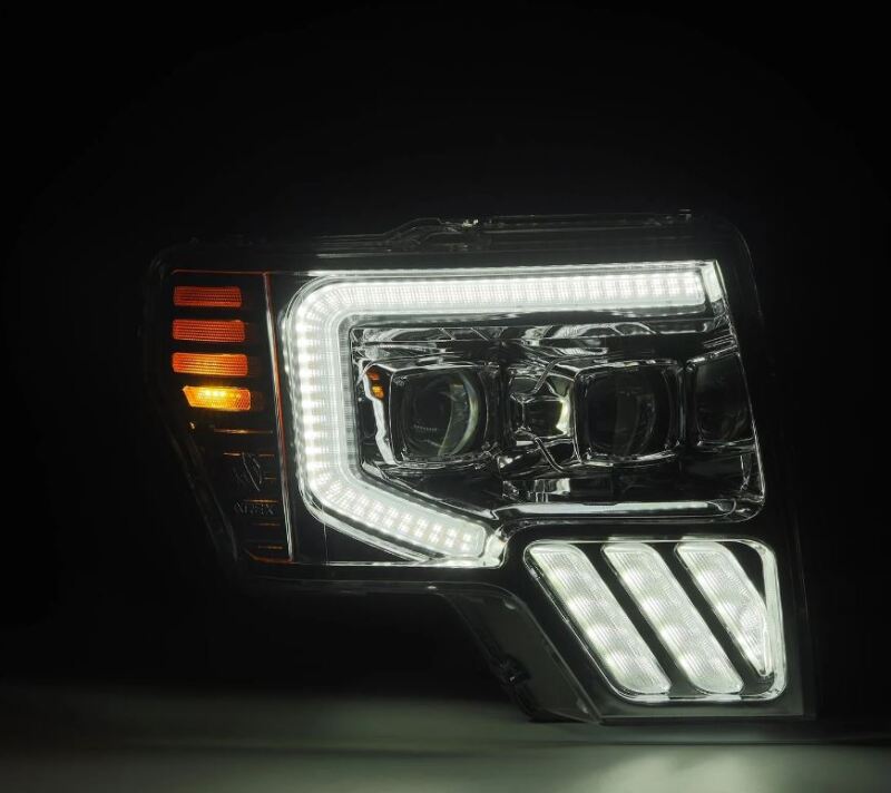 AlphaRex 09-14 Ford F-150 PRO-Series Projector Headlights Plank Style Chrm w/Activ Light/Seq Signal - Image 3