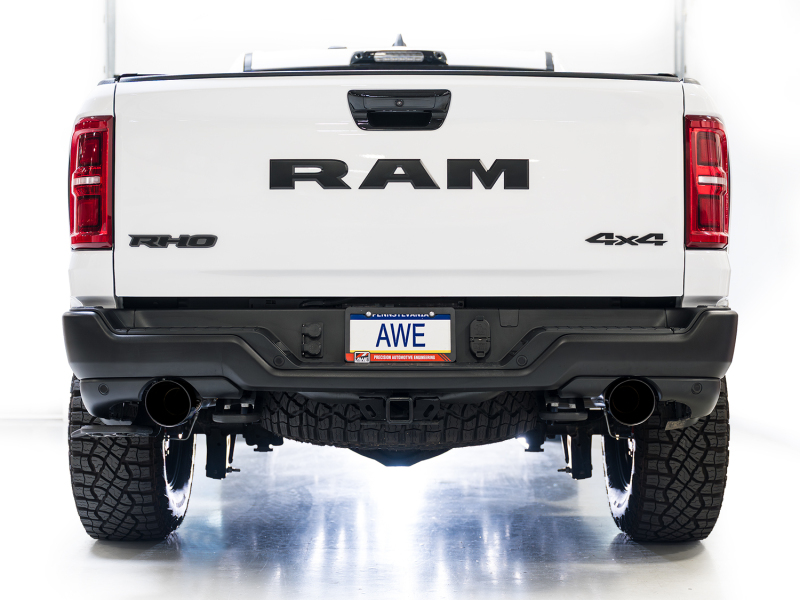AWE Tuning 3015-33630 2025+ RAM 1500 RHO 3.0 I6 TT 0FG Dual Rear Exit Cat-Back Exhaust - Diamond Black Tips - Image 4