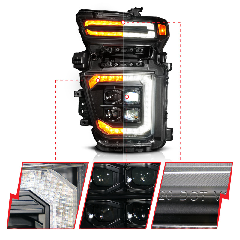 ANZO Z-Series 20-23 Chevy Silverado 2500/3500 Z-Series Full LED Proj Headlights Black - Driver Side - Image 2