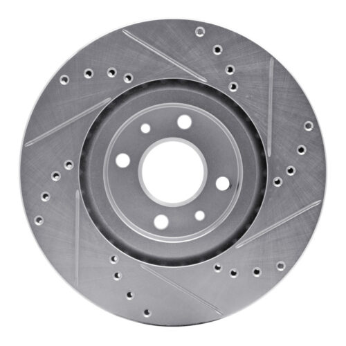 R1 Concepts for 2012-2019 Fiat 500 (USA/Canada) Front Left Drilled & Slotted Silver Brake Rotor - Image 5