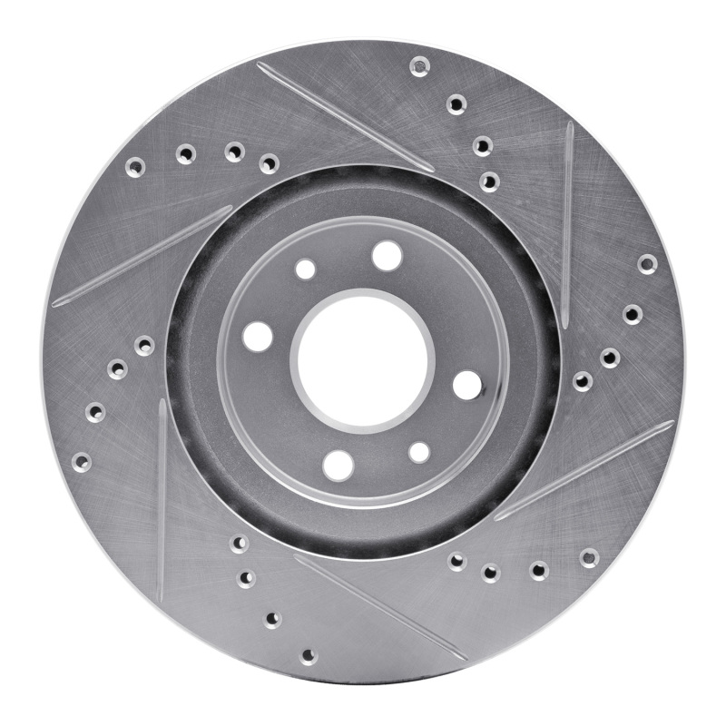 R1 Concepts for 2012-2019 Fiat 500 (USA/Canada) Front Left Drilled & Slotted Silver Brake Rotor - Image 5