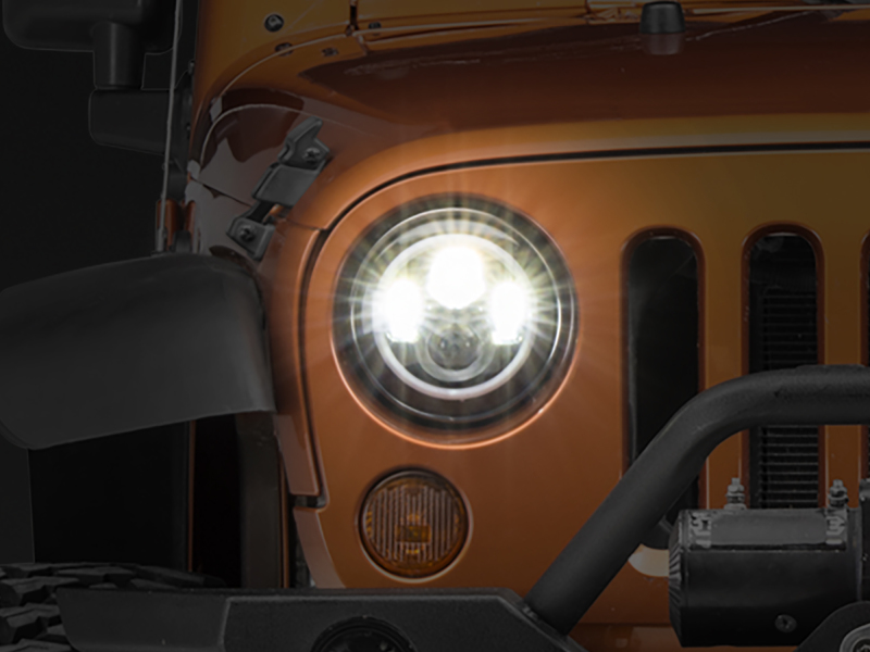 Raxiom for 1997-2018 Jeep Wrangler TJ/JK Axial Halo Headlights w/ DRL Amber Signals- Black Hsng (Clear Lens)