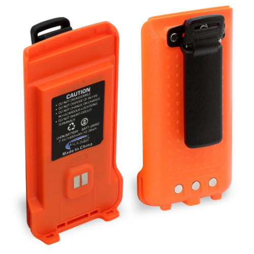Rugged Radios GMR2 Replacement Lithium Battery w/12v Charge Port and Belt Clip Safety Orange