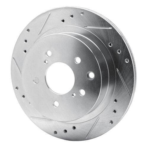 Alternative view of R1 Concepts for 89-96 Nissan 300ZX Turbo Rear Left Drilled & Slotted Silver Brake Rotor