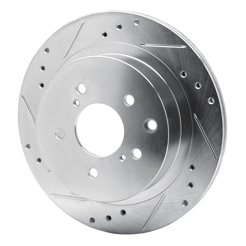 R1 Concepts for 89-96 Nissan 300ZX Turbo Rear Left Drilled & Slotted Silver Brake Rotor - Image 2