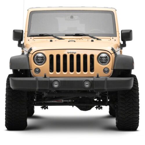 Raxiom for 2007-2018 Jeep Wrangler Axial Series 7-Inch LED Headlights w DRL/ Black Housing - Clear Lens - Image 3