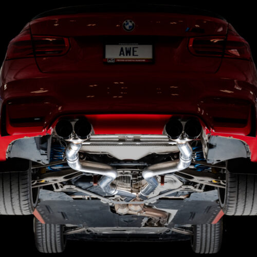 AWE Tuning Track Edition Cat-Back Exhaust - Diamond Black Tips for BMW F8X M3/M4 - Image 6