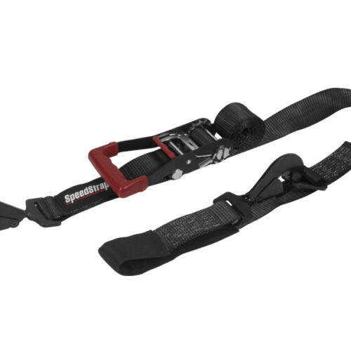 SpeedStrap 2In x 10Ft Ratchet Tie Down w/ Twisted Snap Hooks & Axle Strap Combo - Black