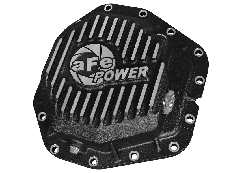 aFe Power Rear Diff Cover Black w/Machined Fins 17 Ford F-350/F-450 6.7L (td) Dana M300-14 (Dually) - Image 2