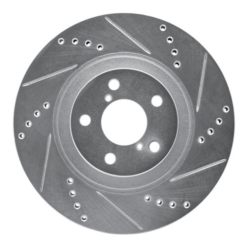 R1 Concepts for 04-25 Scion FR-S Front Right Drilled & Slotted Silver Brake Rotor