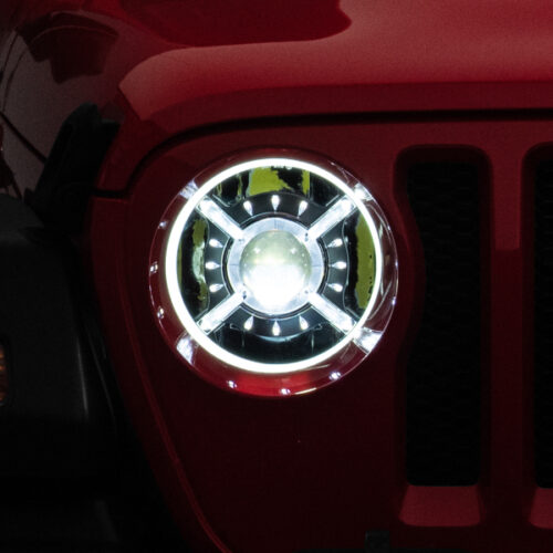 Raxiom for 2018-2022 Jeep Wrangler JL/ JT 9-Inch LED Headlights w/ DRL and Halo- Black Housing (Clear Lens) - Image 3