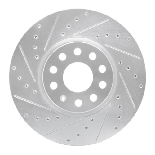 R1 Concepts for 05-25 Audi Q3 Front Left Drilled & Slotted Silver Brake Rotor