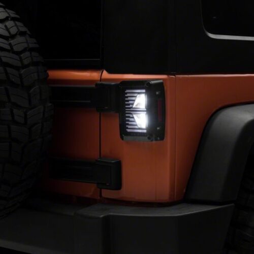 Alternative view of Raxiom for 2007-2018 Jeep Wrangler JK Axial Series Vision LED Tail Lights- Black Housing (Clear Lens)
