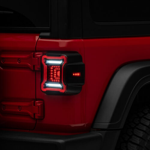 Raxiom for 2018-2022 Jeep Wrangler JL Axial Series Plateau LED Tail Lights- Black Housing (Smoked Lens) - Image 3