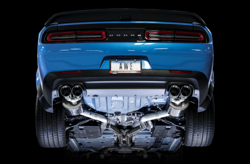 AWE Tuning Touring Edition Exhaust - Quad Silver Tips for 2015+ Dodge Challenger 6.4L/6.2L Non-Resonated - Image 2