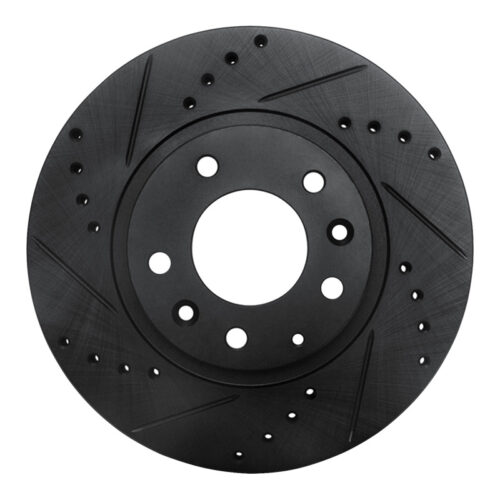 R1 Concepts for 06-15 Mazda MX-5 Miata Front Left Drilled & Slotted Black Brake Rotor