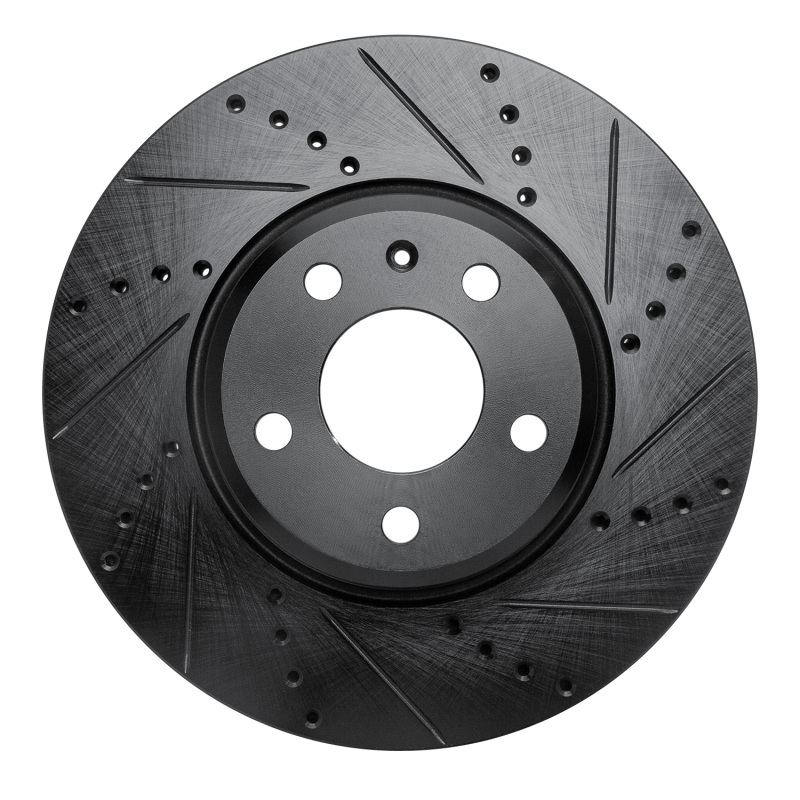 R1 Concepts for 08-25 Audi A4 Quattro Front Right Drilled & Slotted Black Brake Rotor