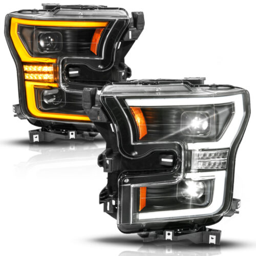 ANZO 15-17 Ford F-150 (Factory Halogen Model ONLY) Full LED Proj Headlights Init/SeqSig Black- Pair - Image 2