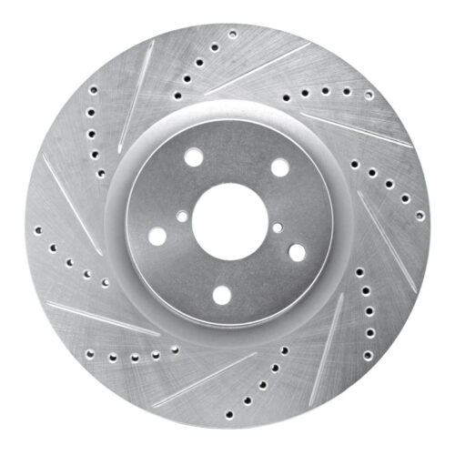 R1 Concepts for 05-20 Subaru Impreza Front Left Drilled & Slotted Silver Brake Rotor