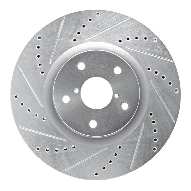 R1 Concepts for 05-20 Subaru Impreza Front Left Drilled & Slotted Silver Brake Rotor