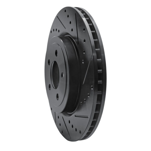 Alternative view of R1 Concepts for 09-23 Dodge Challenger Front Right Drilled & Slotted Black Brake Rotor