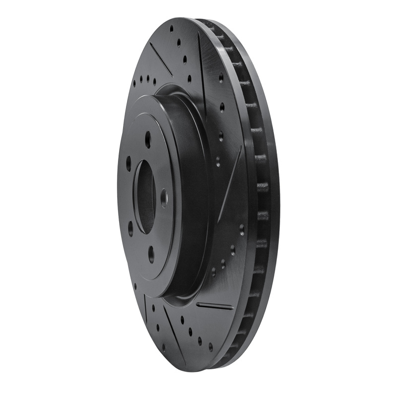 R1 Concepts for 09-23 Dodge Challenger Front Right Drilled & Slotted Black Brake Rotor - Image 2