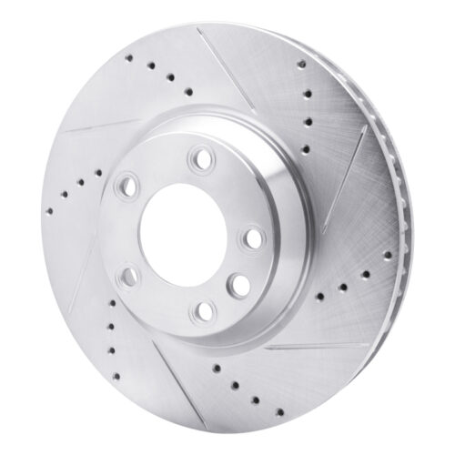 Alternative view of R1 Concepts for 03-15 Audi Q7 Left Front Drilled & Slotted Silver Brake Rotor