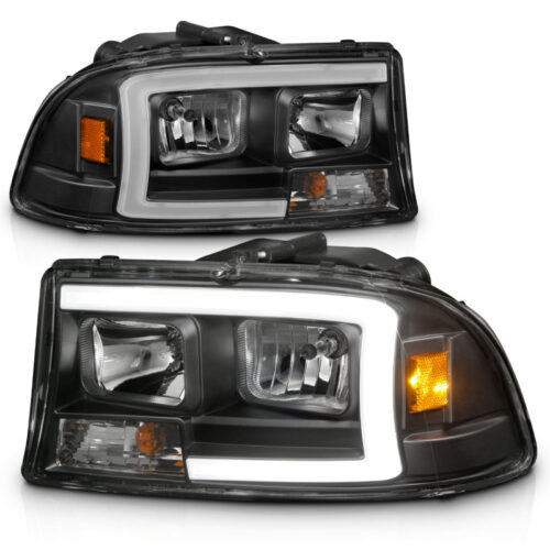 ANZO 97-04 Dodge Dakota/Durango Crystal headlight Set w/ Light Bar Black Housing - Image 8
