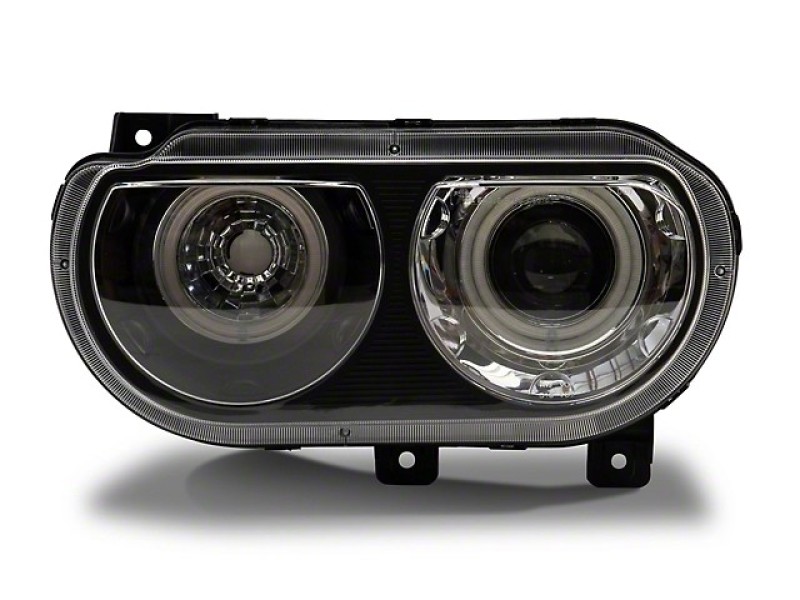 Raxiom for 2008-2014 Dodge Challenger Dual LED Halo Projector Headlights- Black Housing (Clear Lens) - Image 2